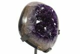 Deep-Purple Amethyst Geode With Metal Stand - Uruguay #342693-2